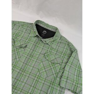 Zoic District Outdoor Shirt Men Large Green Gray Plaid Hiking Vented‎ Shirt
